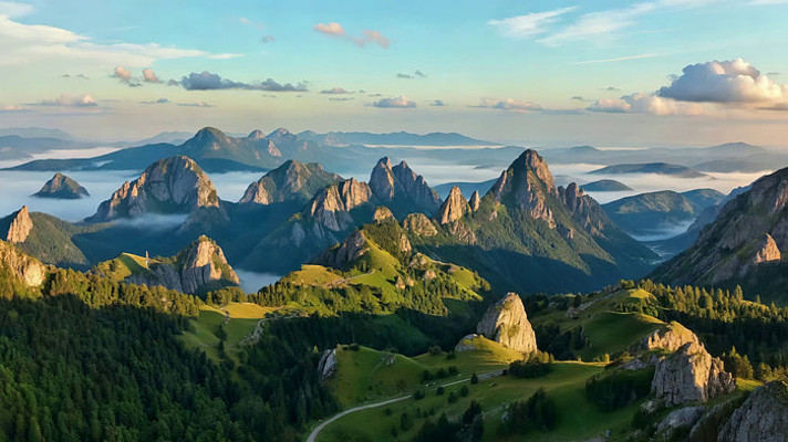 山峦云海自然风光全景 山峦云海自然风光全景
