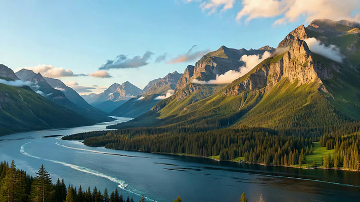 山脉湖泊森林自然风光 山脉湖泊森林自然风光