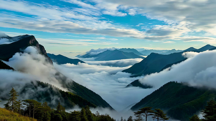 山脉云海自然风光全景 山脉云海自然风光全景