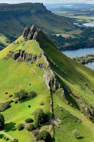山丘湖泊自然风光俯瞰 山丘湖泊自然风光俯瞰