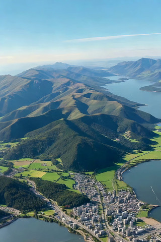 山水城市航拍全景素材 山水城市航拍全景素材