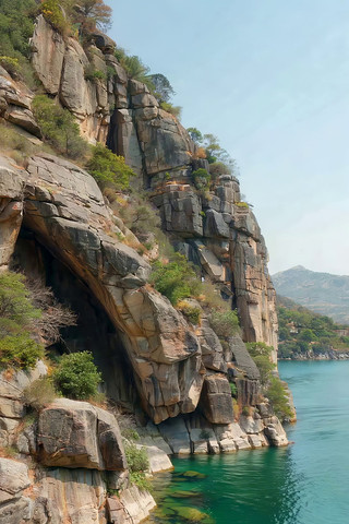 山水间的岩石与湖水景观 山水间的岩石与湖水景观