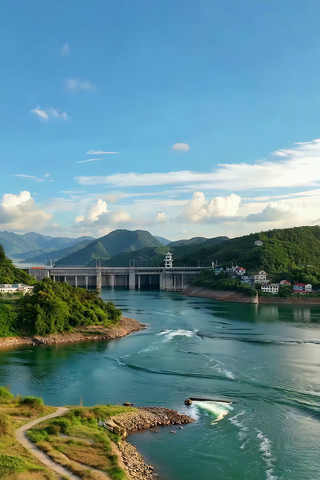 山水间河流及桥梁景观 山水间河流及桥梁景观