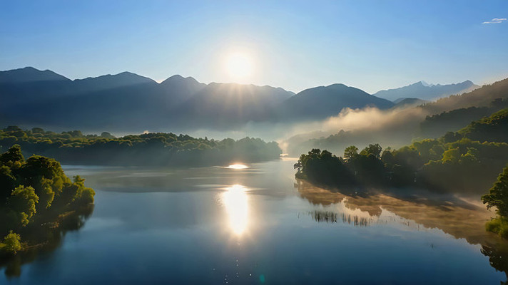 山水间日出自然风光 山水间日出自然风光