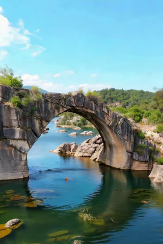 山水间石拱桥自然风光 山水间石拱桥自然风光