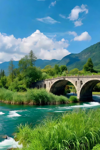 山水间石桥自然风光 山水间石桥自然风光