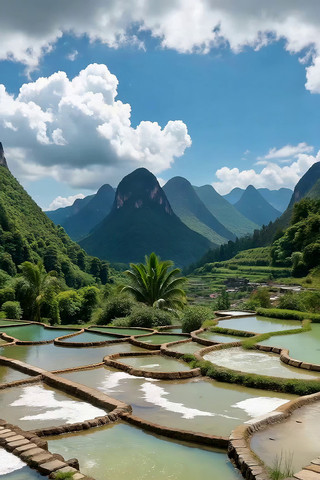 山水间田园池塘风景 山水间田园池塘风景