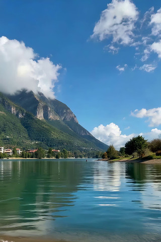 山水相依的湖边自然风景 山水相依的湖边自然风景