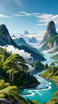 ɽˮ��Ȼ���3D��Ⱦ�ز�