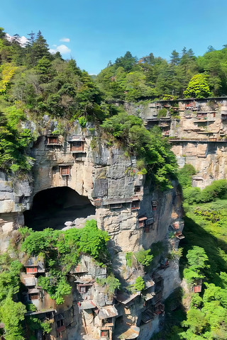 山崖洞穴建筑自然风光 山崖洞穴建筑自然风光