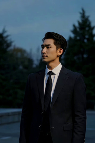 身着西装男士户外站立 身着西装男士户外站立