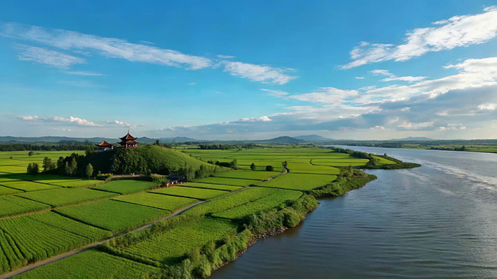 田野河流自然风光航拍素材 田野河流自然风光航拍素材