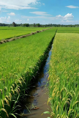 田野间的水稻农田 田野间的水稻农田