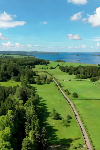 田野树林湖泊航拍全景 田野树林湖泊航拍全景
