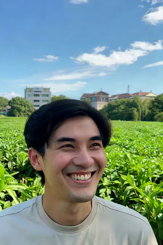 田野中微笑的男子 田野中微笑的男子
