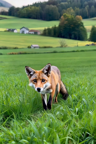 田野中行走的狐狸 田野中行走的狐狸