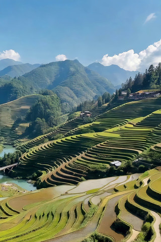 梯田自然风光全景 梯田自然风光全景