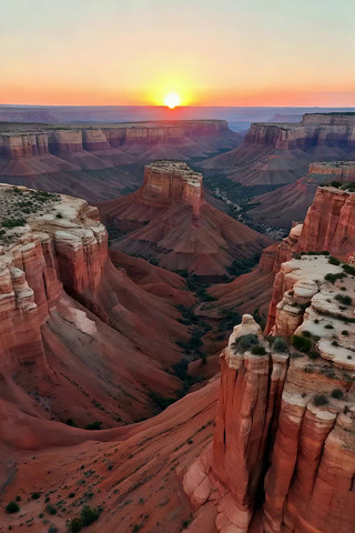峡谷日出自然风光 峡谷日出自然风光