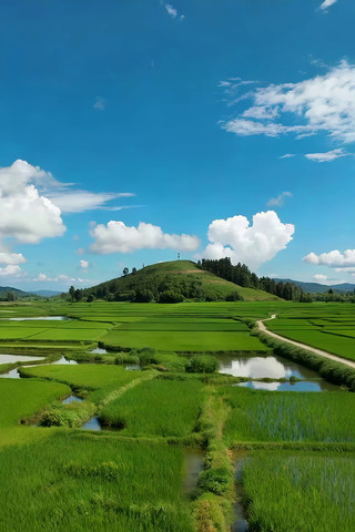乡村稻田自然风光全景 乡村稻田自然风光全景