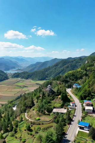 乡村公路自然风光航拍素材 乡村公路自然风光航拍素材
