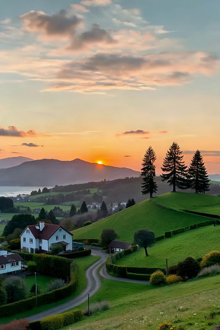 乡村日落时分田园风光 乡村日落时分田园风光