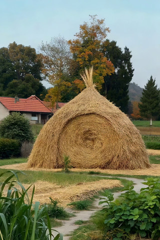 乡村田野中的巨大草垛 乡村田野中的巨大草垛