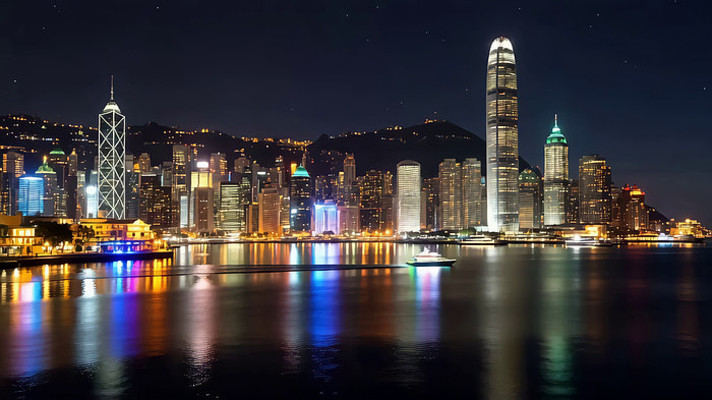 香港维多利亚港夜景全景 香港维多利亚港夜景全景