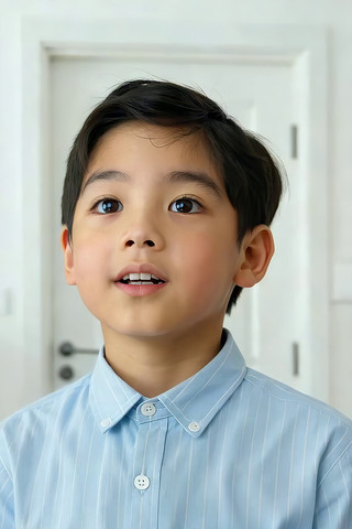 小男孩室内仰头看向上方 小男孩室内仰头看向上方