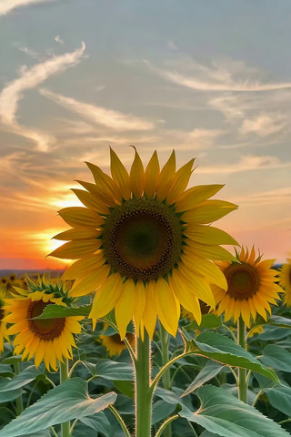 夕阳下的向日葵花田 夕阳下的向日葵花田