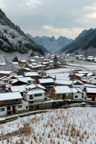 雪后山村全景 雪后山村全景