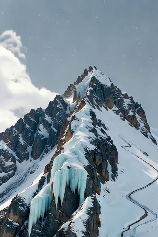 雪山冰挂自然景观画面 雪山冰挂自然景观画面