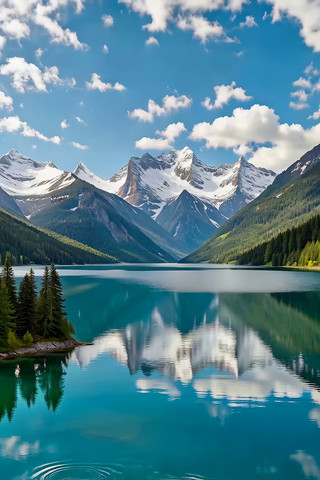 雪山湖泊自然风光 雪山湖泊自然风光