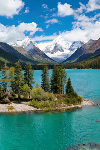 雪山湖泊自然风光 雪山湖泊自然风光