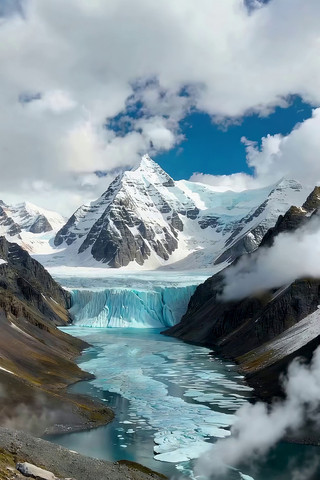 雪山湖泊自然风光全景 雪山湖泊自然风光全景