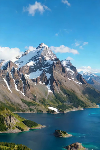 雪山湖泊自然风光全景 雪山湖泊自然风光全景