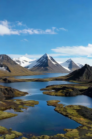 雪山湖泊自然风光全景 雪山湖泊自然风光全景