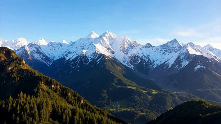 雪山森林自然风光全景 雪山森林自然风光全景