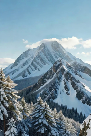 雪山松林自然风景 雪山松林自然风景