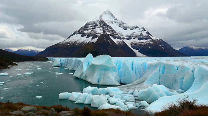 雪山下的冰川景观 雪山下的冰川景观