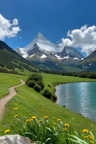 ѩɽ�µĲݵغ����羰