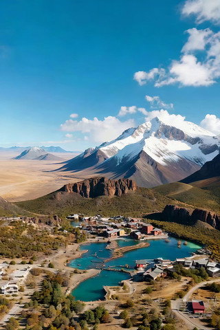 ѩɽ�µĴ�ׯ��Ȼ���