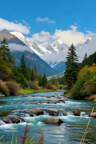 ѩɽ�µĺ���ɭ�ַ羰