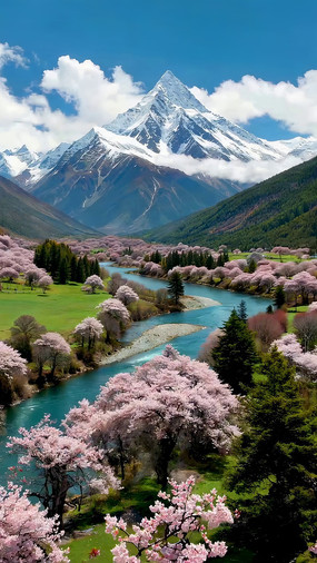 ѩɽ�ºӹ��Ե�����ӣ���羰