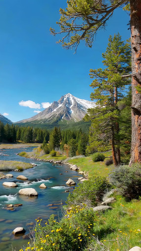 ѩɽ�º���ɭ����Ȼ���