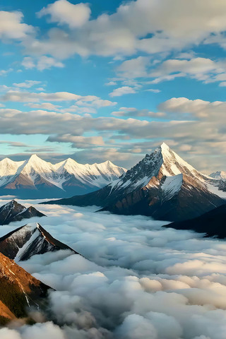 雪山云海自然风光 雪山云海自然风光