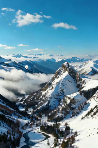 雪山自然风光全景 雪山自然风光全景