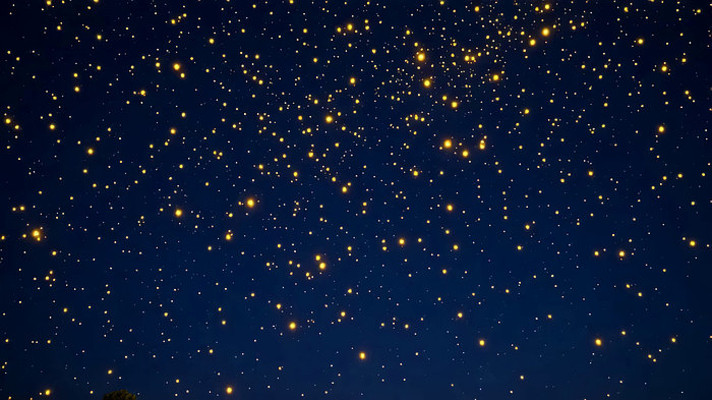 夜空中闪烁的金色粒子 夜空中闪烁的金色粒子