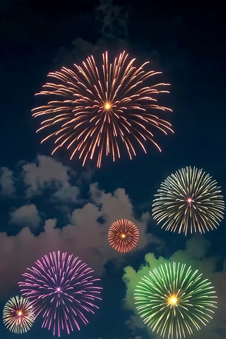 夜空中绽放的多彩烟花 夜空中绽放的多彩烟花