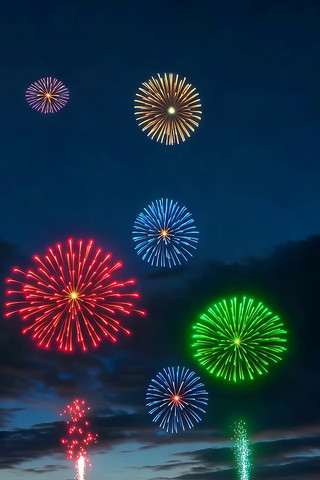 夜空中绽放的多彩烟花 夜空中绽放的多彩烟花