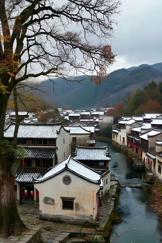 婺源徽派建筑雪景俯瞰 婺源徽派建筑雪景俯瞰